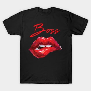 Sassy Boss T-shirt - Biting Lips - Bold Red Lipstick T-Shirt